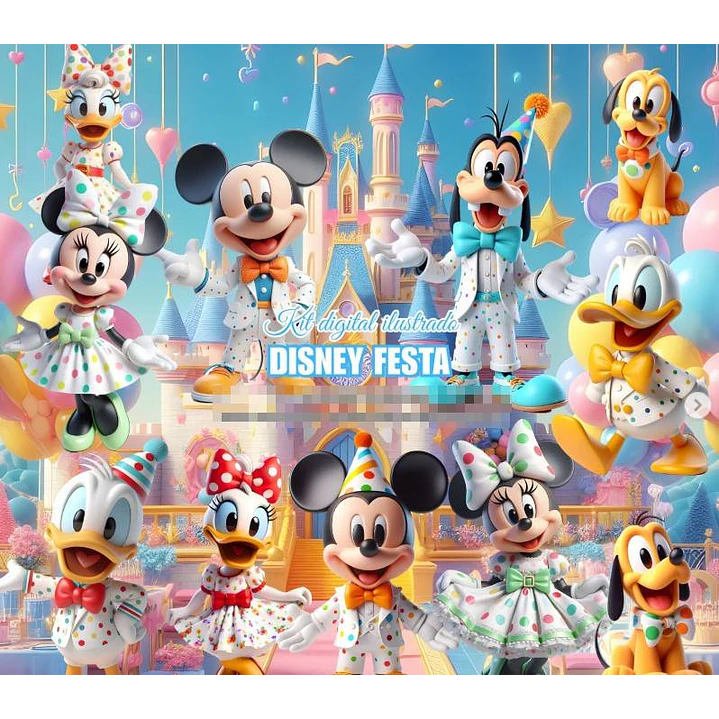 Kit Digital Disney Festa em Png  1
