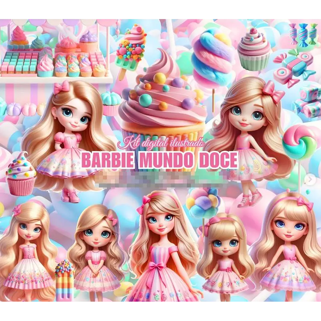 Kit Digital  Barbie Mundo Doce em Png  1
