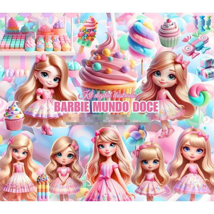 Kit Digital  Barbie Mundo Doce em Png  1