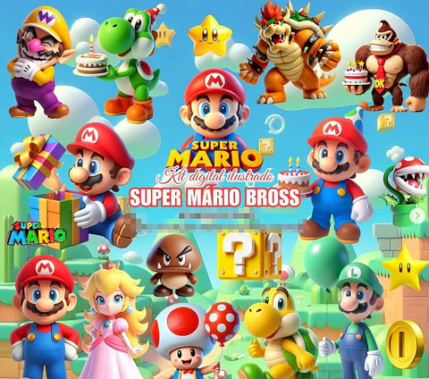 Kit Digital Super Mario em Png 