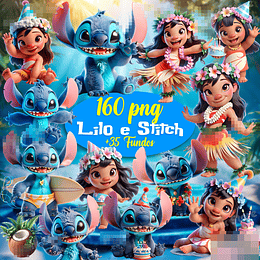 Kit Digital Lilo e Stitch 3d em Png 