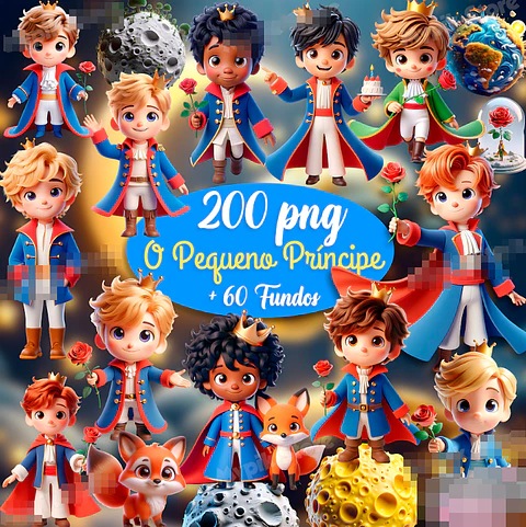 Kit Digital Pequeno Principe 3d em Png 