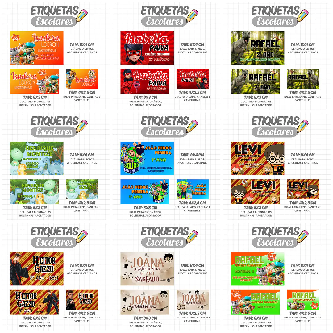 Mega Combo Etiquetas Escolares Completo em Png 16