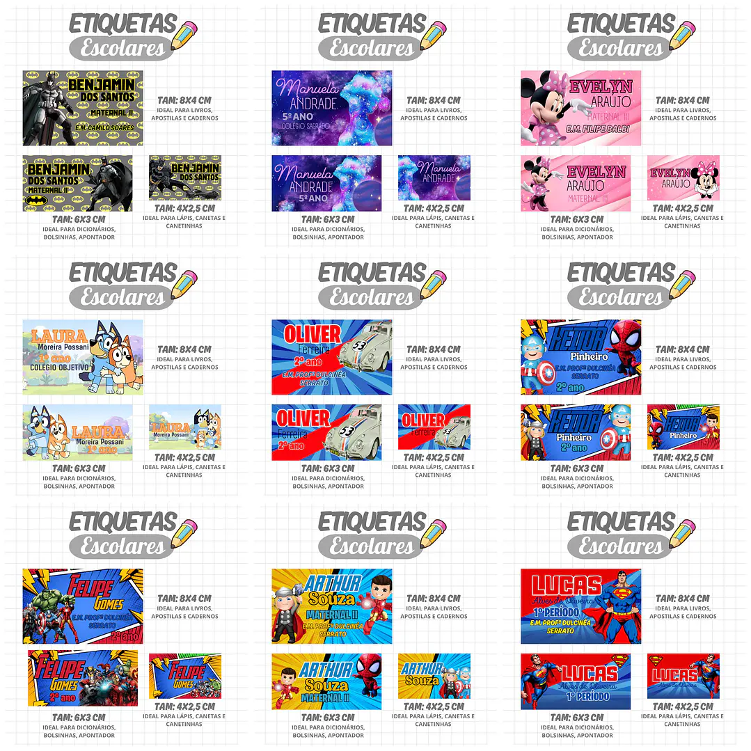 Mega Combo Etiquetas Escolares Completo em Png 18