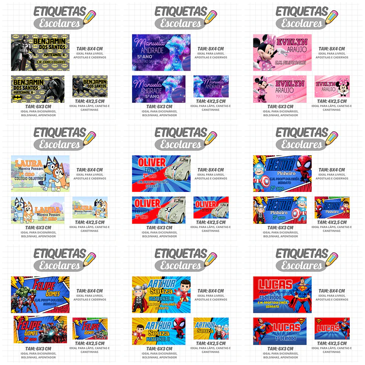 Mega Combo Etiquetas Escolares Completo em Png 18