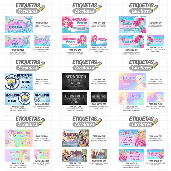 Mega Combo Etiquetas Escolares Completo em Png 19