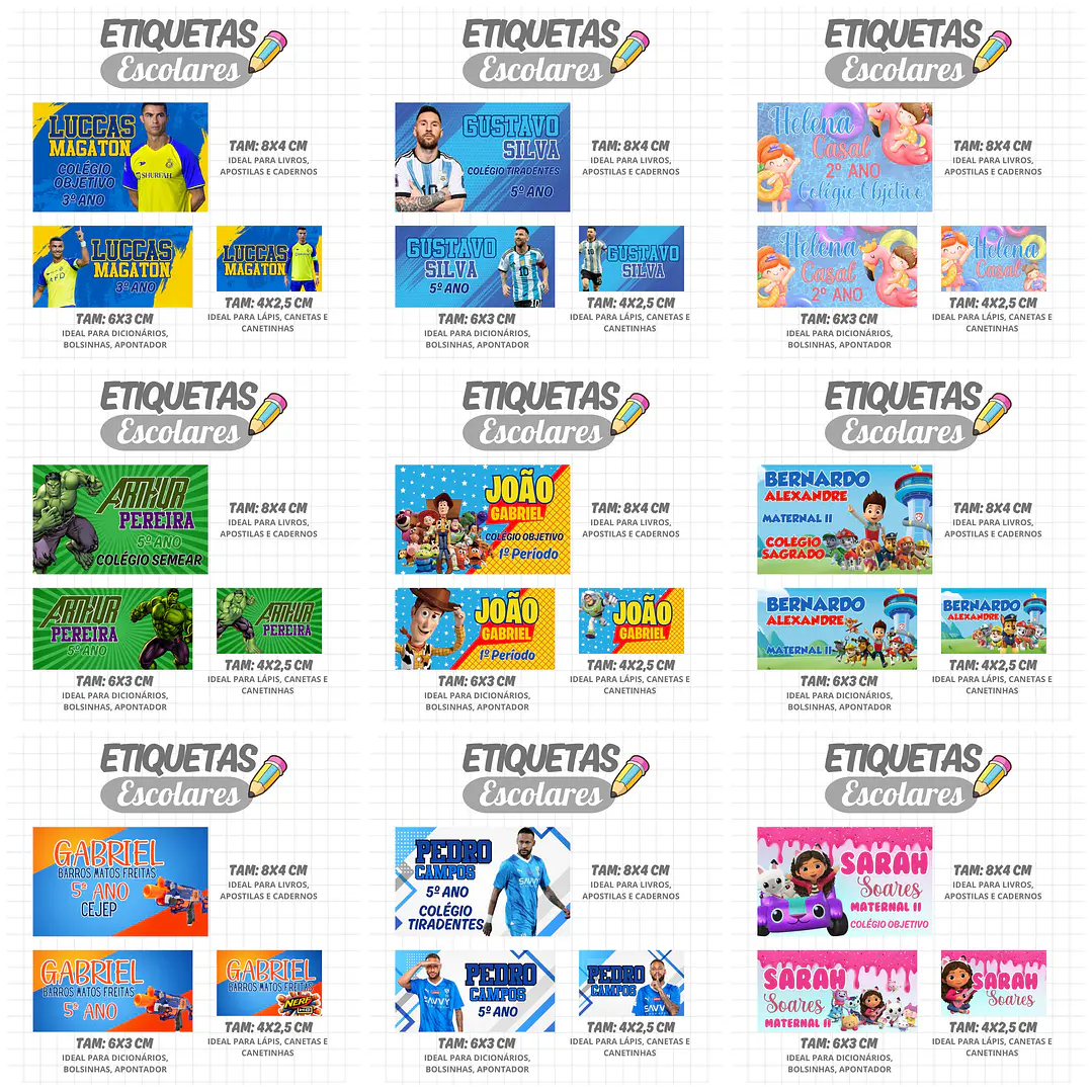 Mega Combo Etiquetas Escolares Completo em Png 20