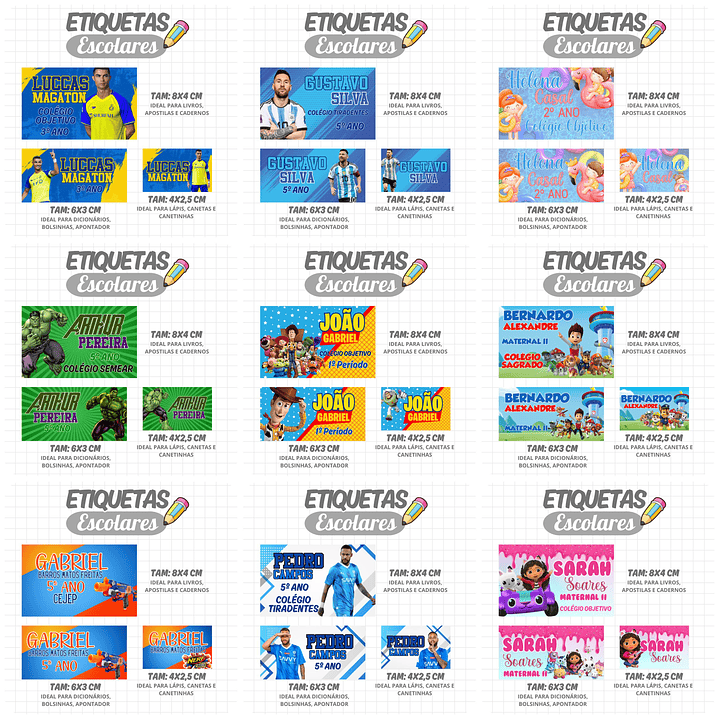 Mega Combo Etiquetas Escolares Completo em Png 20