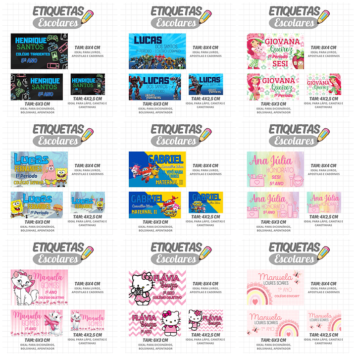 Mega Combo Etiquetas Escolares Completo em Png 21