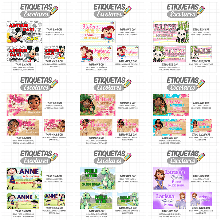 Mega Combo Etiquetas Escolares Completo em Png 22