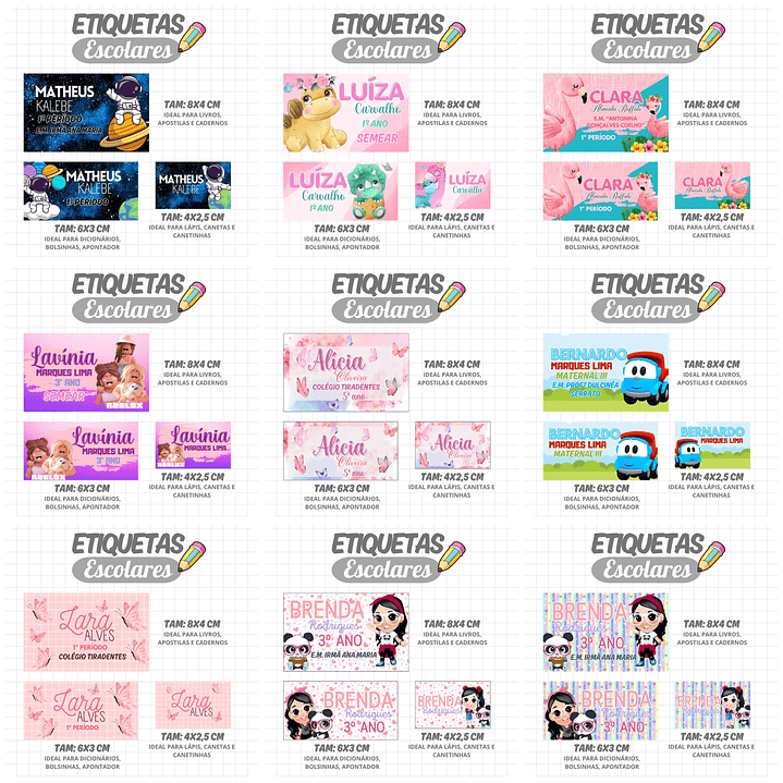 Mega Combo Etiquetas Escolares Completo em Png 23