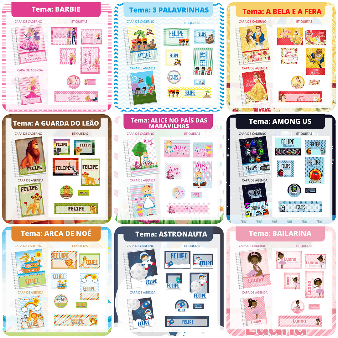 Mega Combo Etiquetas Escolares Completo em Png 6