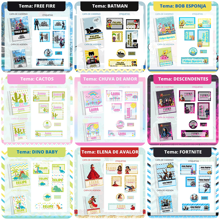 Mega Combo Etiquetas Escolares Completo em Png 3