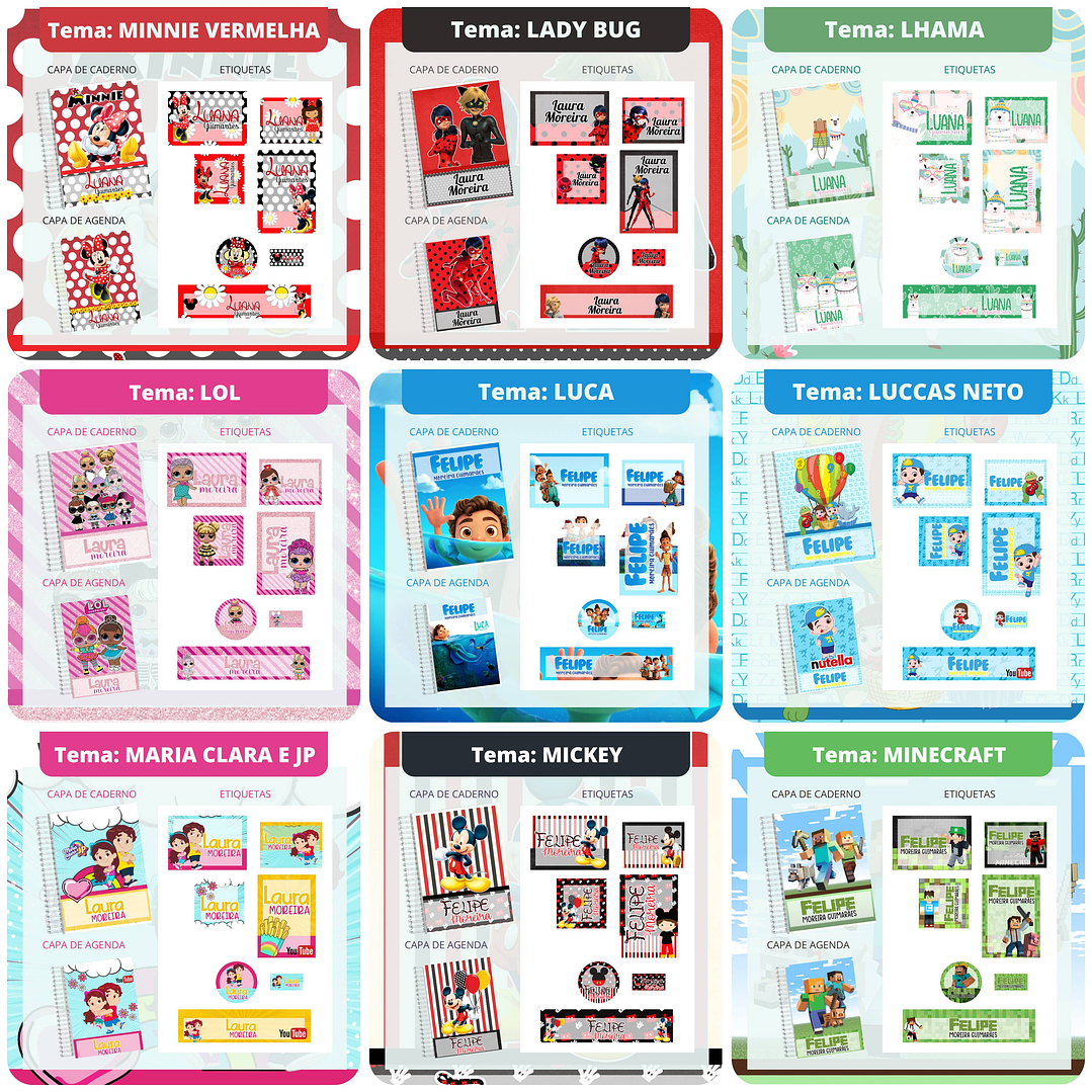 Mega Combo Etiquetas Escolares Completo em Png 5