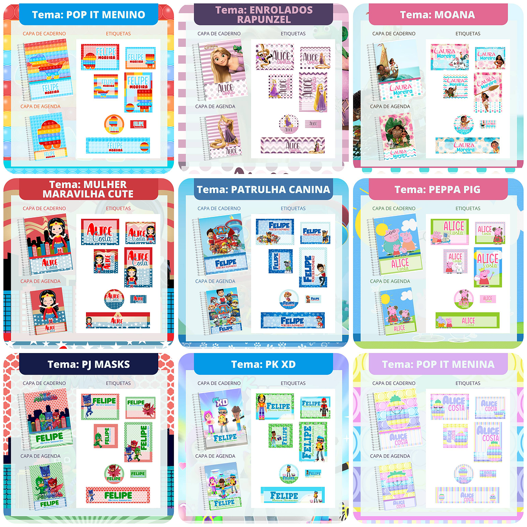 Mega Combo Etiquetas Escolares Completo em Png 8