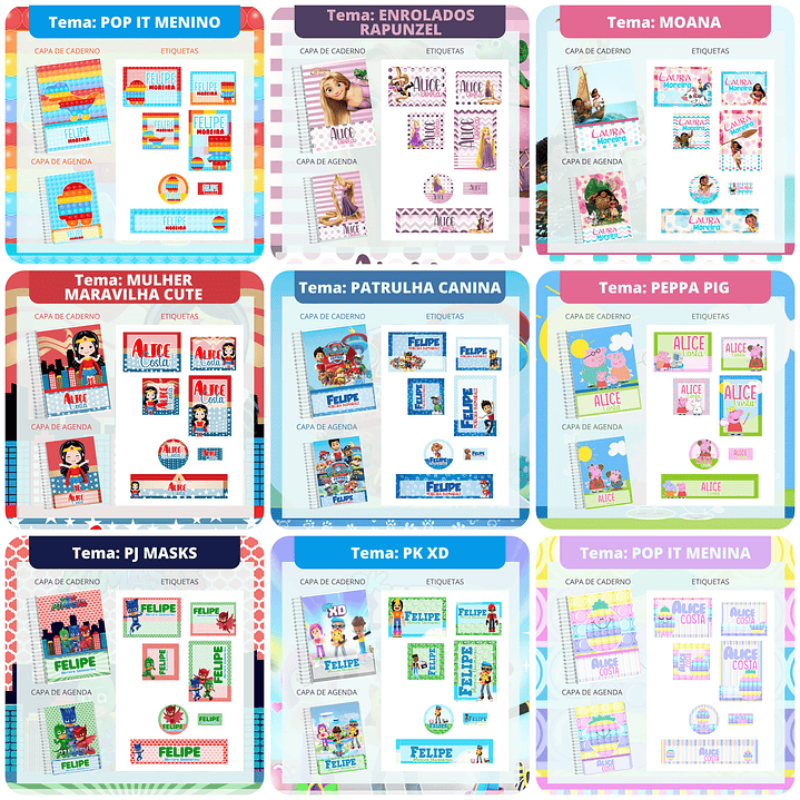Mega Combo Etiquetas Escolares Completo em Png 8