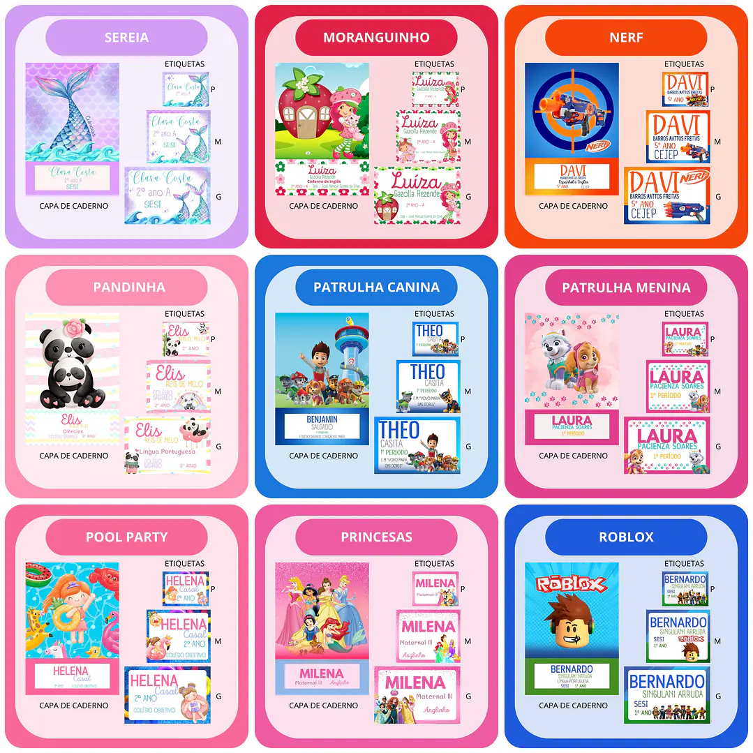 Mega Combo Etiquetas Escolares Completo em Png 7
