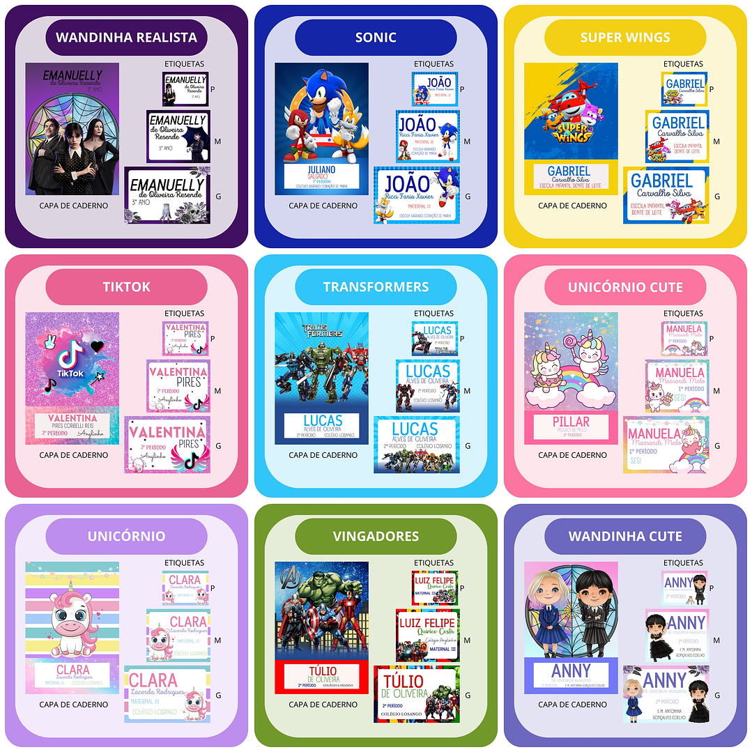 Mega Combo Etiquetas Escolares Completo em Png 4