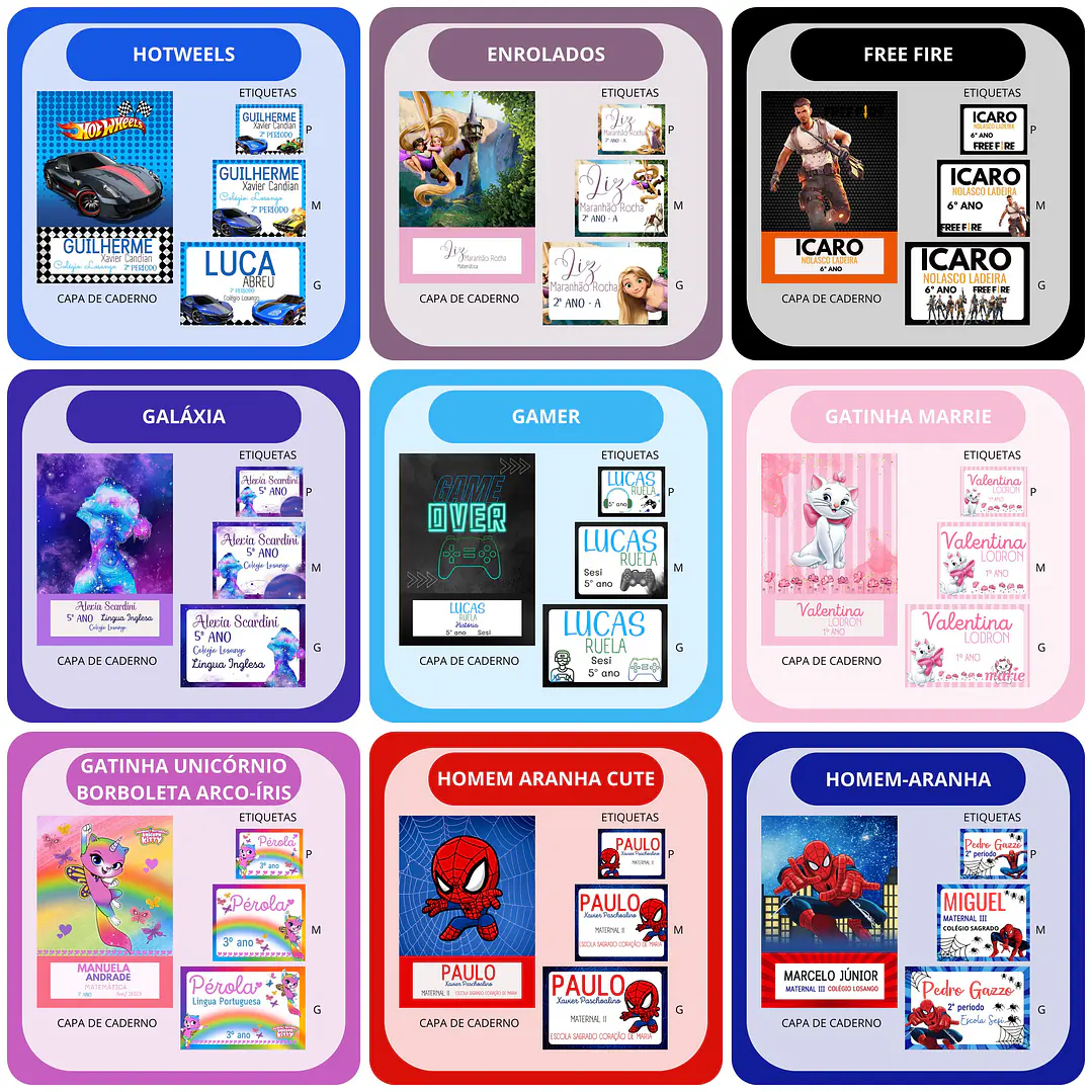 Mega Combo Etiquetas Escolares Completo em Png 9