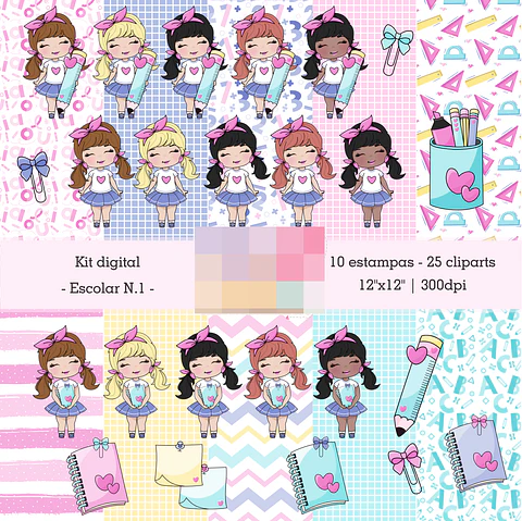 Kit Digital Volta as Aulas Meninas Arquivo em Png