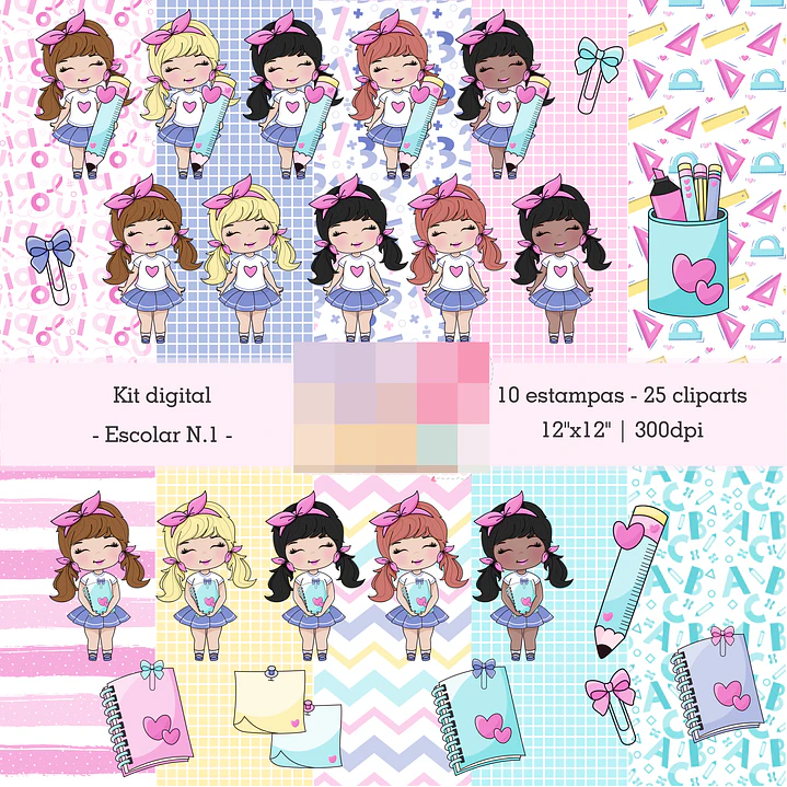 Kit Digital Volta as Aulas Meninas Arquivo em Png 1