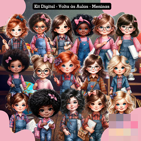 Kit Digital Volta as Aulas Meninas e Meninos Arquivo em Png 