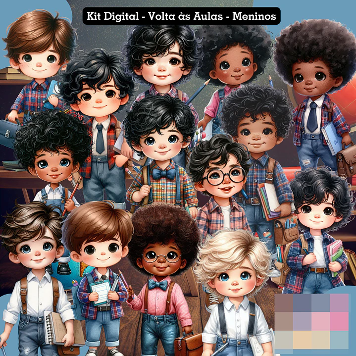 Kit Digital Volta as Aulas Meninas e Meninos Arquivo em Png  2