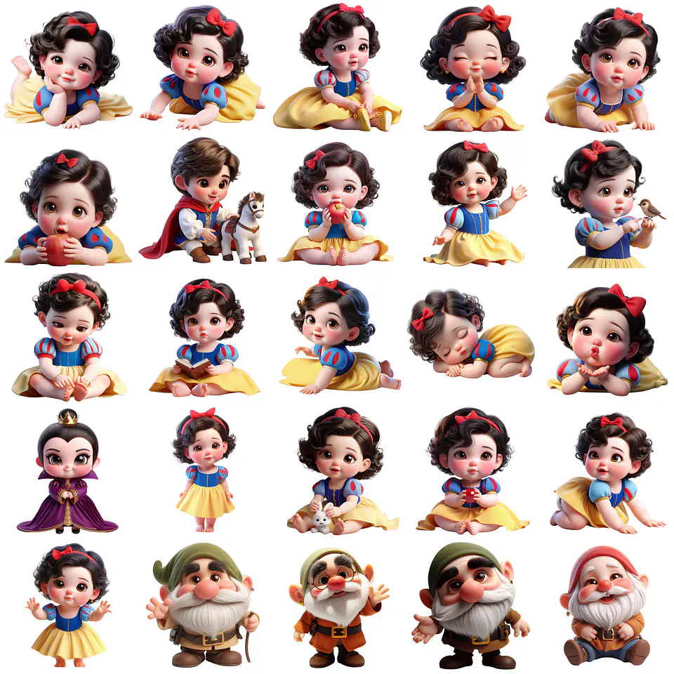 Kit Digital Branca de Neve Baby Arquivo em Png 1