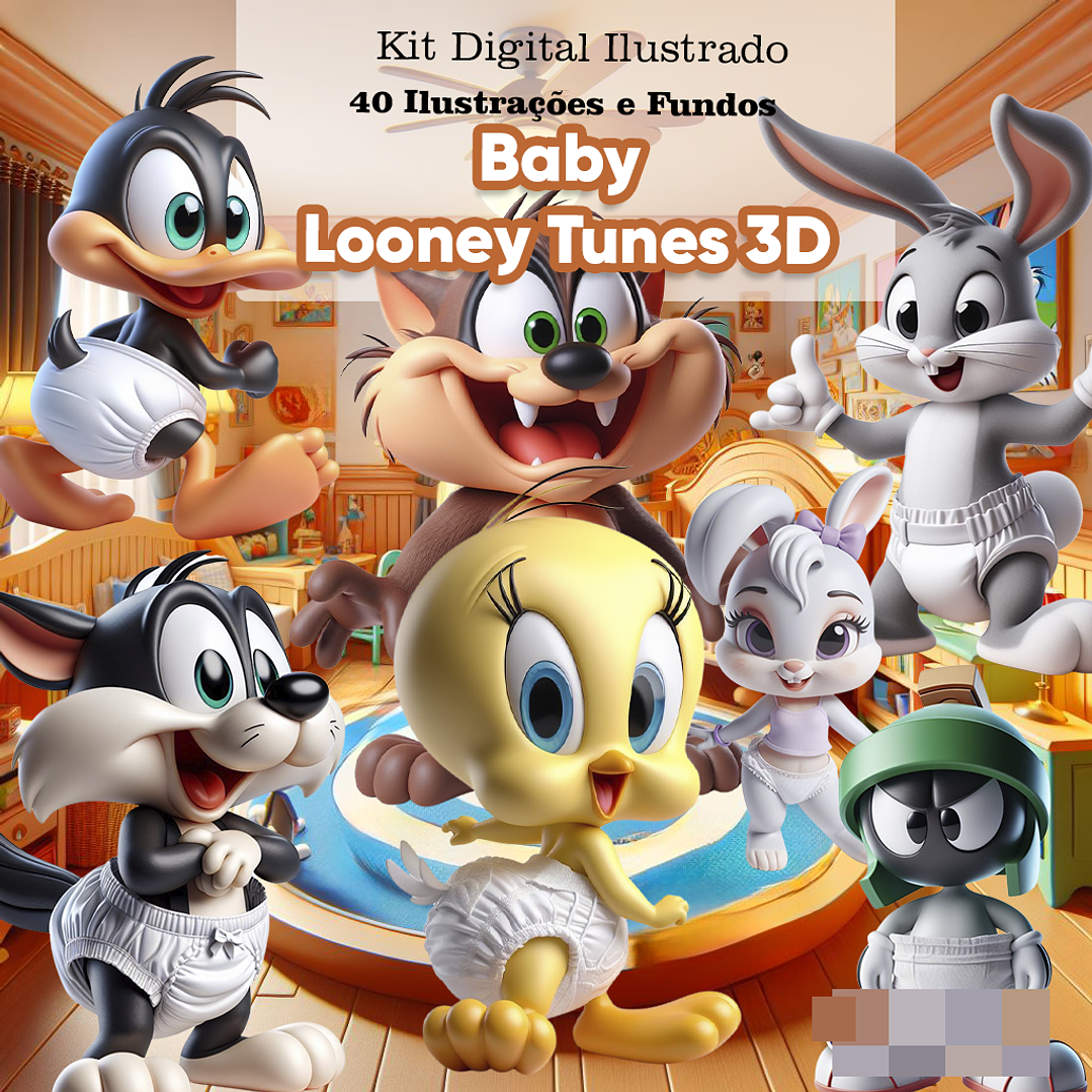 Kit Digital Baby Looney Tunes Arquivo em Png  1