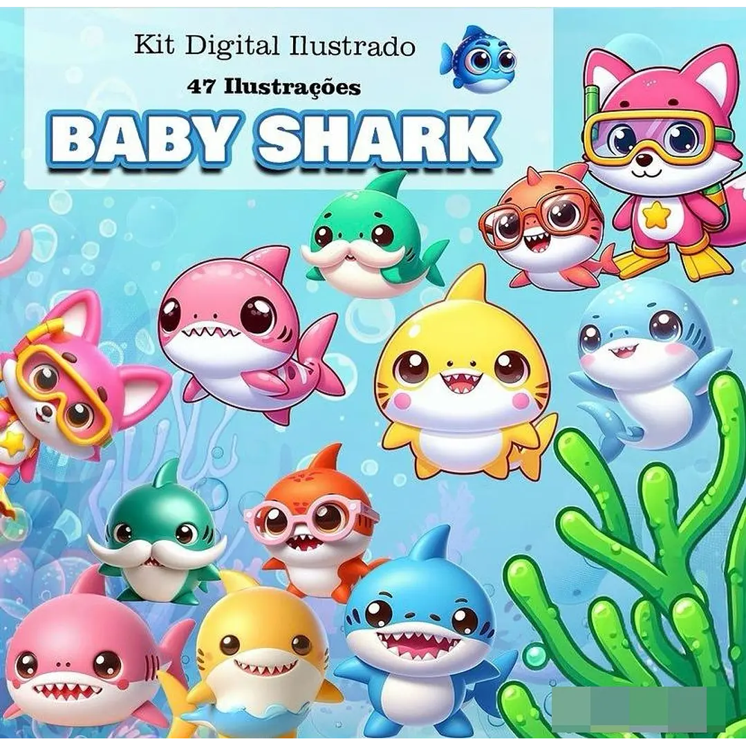 Kit Digital Baby Shark Arquivo em Png 1
