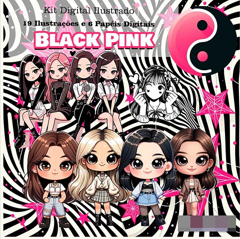 Kit Digital Meninas Black Pink Arquivo em Png