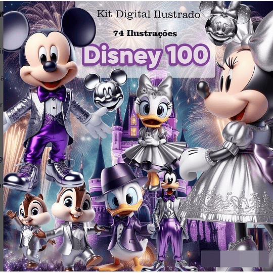 Kit Digital Disney 100 anos Arquivo em Png