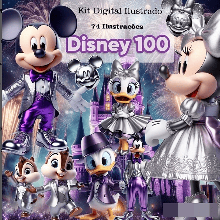 Kit Digital Disney 100 anos Arquivo em Png 1