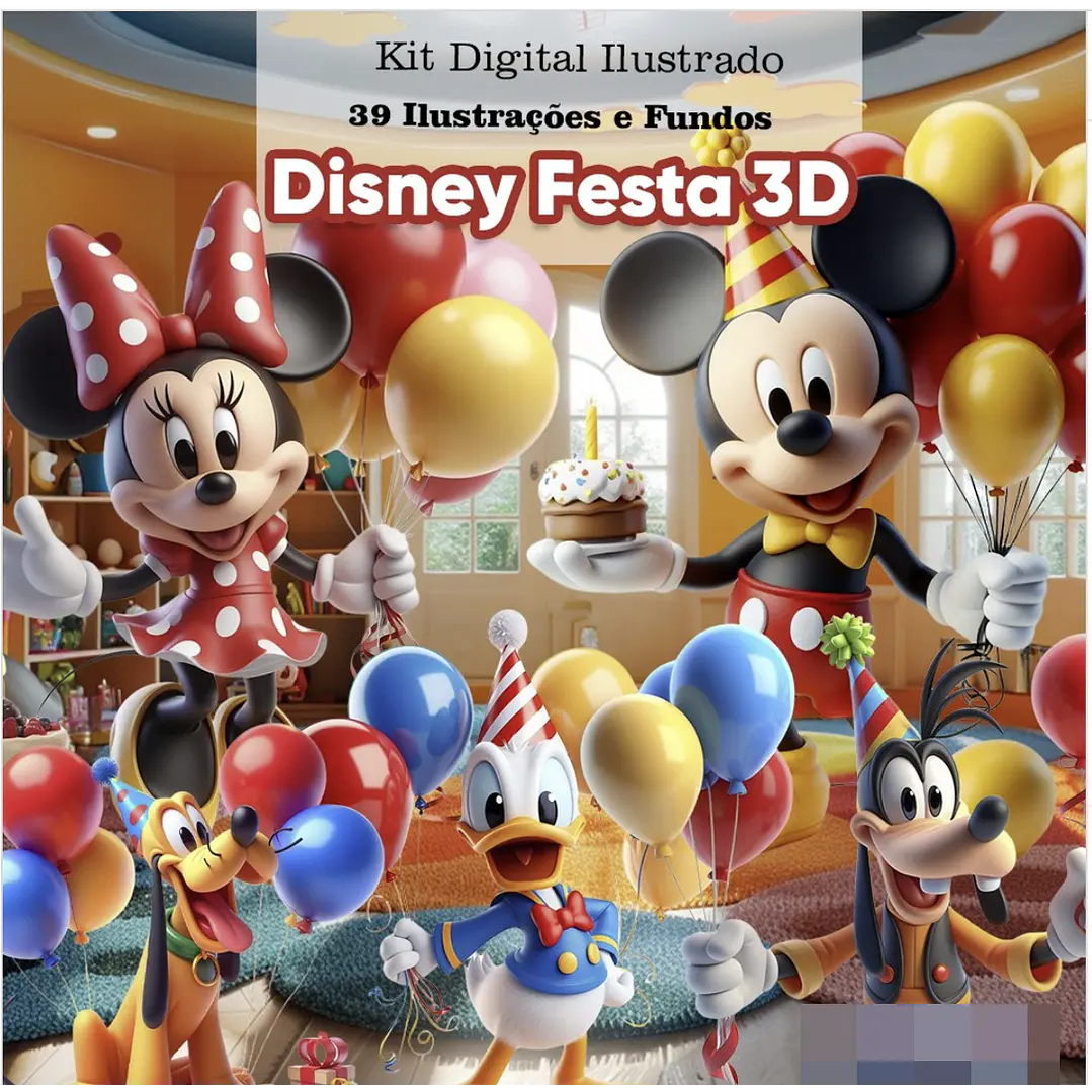 Kit Digital Disney Classico 3d Arquivo em Png 1
