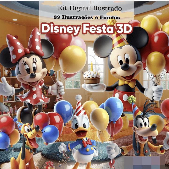 Kit Digital Disney Classico 3d Arquivo em Png 1