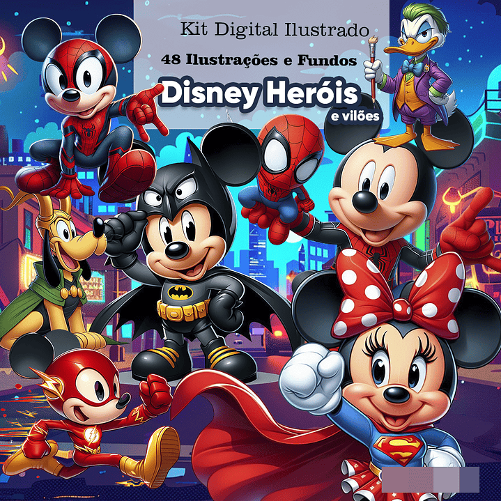 Kit Digital Disney Heróis e Vilões Arquivo em Png  1