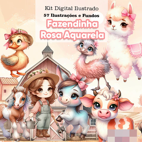 Kit Digital Fazendinha Menina Arquivo em Png