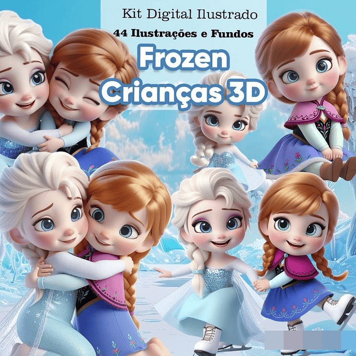 Kit Digital Frozen Criança cute Arquivo em Png 1