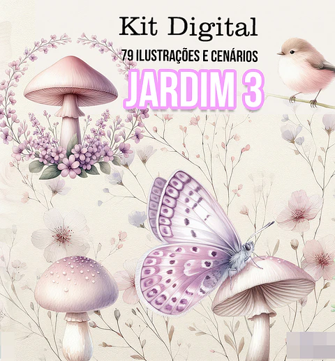 Kit Digital Jardim Aquarelado Arquivo em Png
