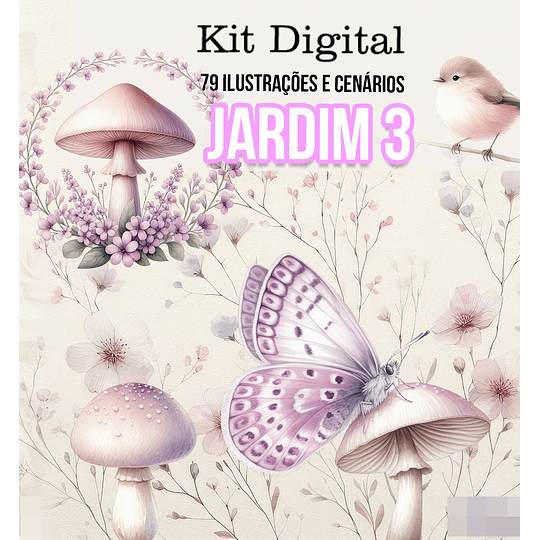 Kit Digital Jardim Aquarelado Arquivo em Png