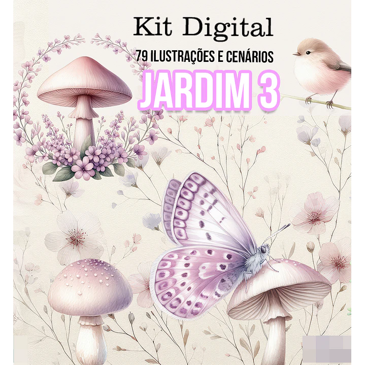 Kit Digital Jardim Aquarelado Arquivo em Png 1