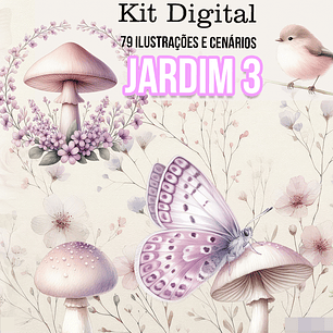 Kit Digital Jardim Aquarelado Arquivo em Png