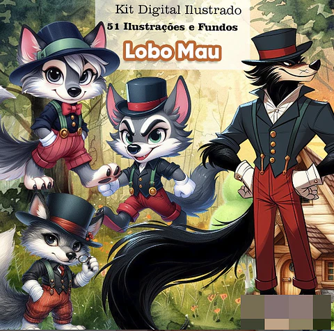 Kit Digital Lobo Mal Arquivo em Png