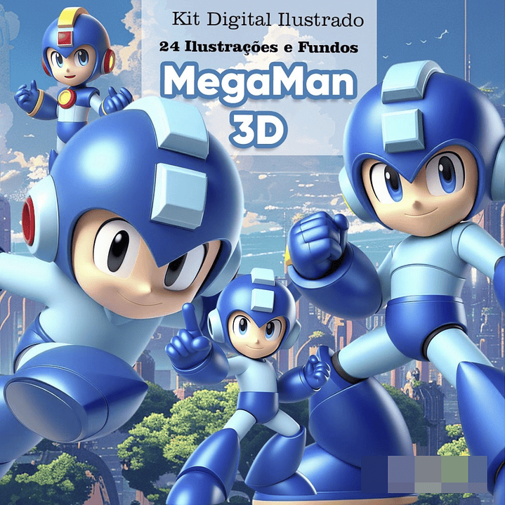 Kit Digital Mega Men 3d Arquivo em Png  1