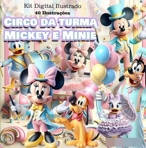 Kit Digital Mickey e Minnie Circo Candy 3d Arquivo em Png 