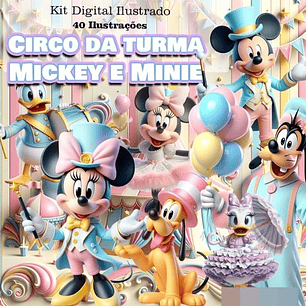 Kit Digital Mickey e Minnie Circo Candy 3d Arquivo em Png 