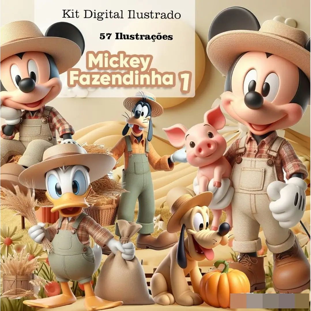 Kit Digital Mickey Fazendinha 3d Arquivo em Png  1