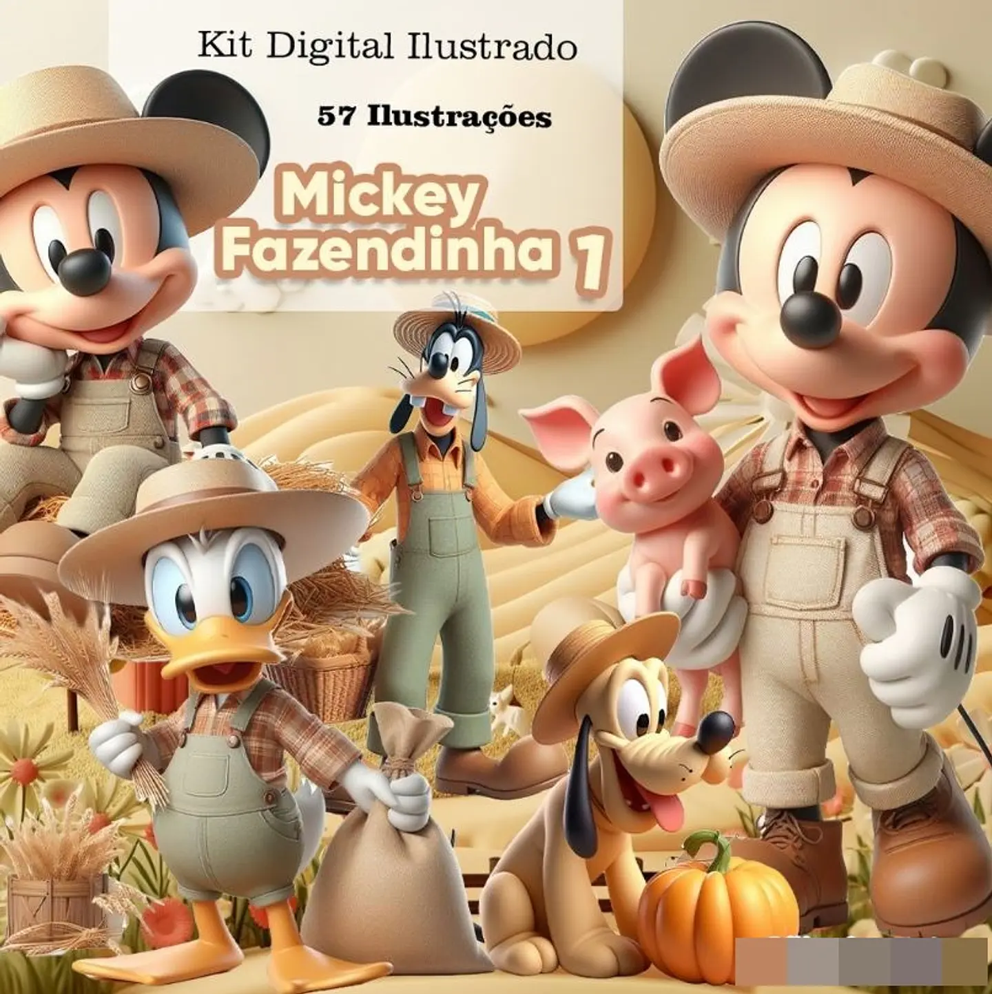 Kit Digital Mickey Fazendinha 3d Arquivo em Png  1