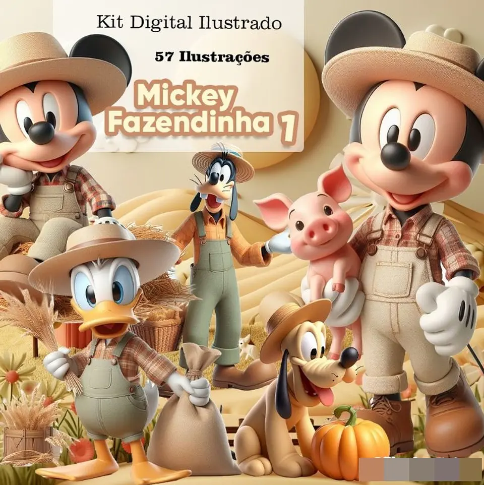 Kit Digital Mickey Fazendinha 3d Arquivo em Png  1