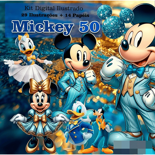 Kit Digital Mickey e Minnie 50 anos 3d Arquivo em Png